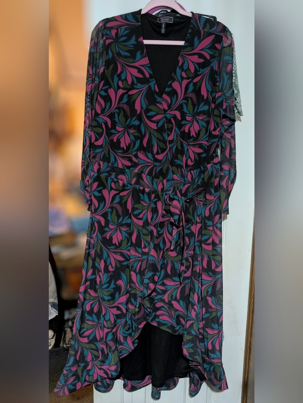 Christian Siriano Black Dress with Pink & Teal Floral Print